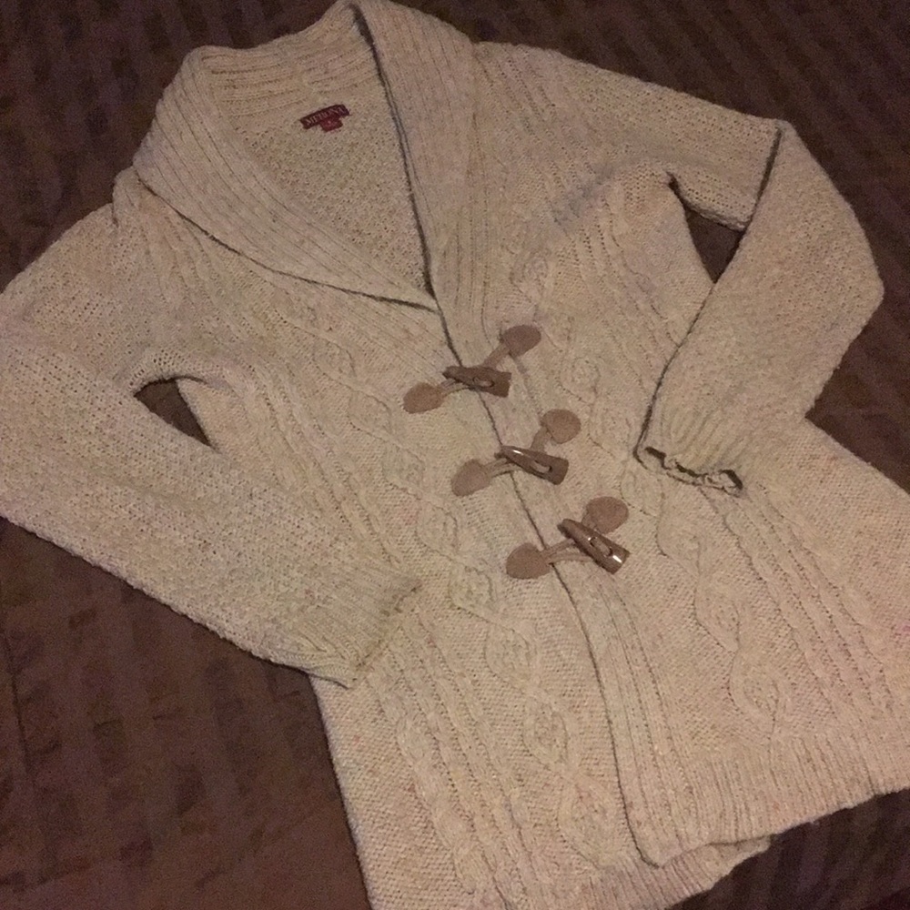 MERONA Women’s Cream colored cardigan sz S - Picture 3 of 4